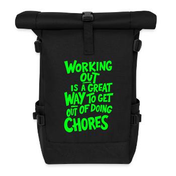 WORKING OUT IS A GREAT WAY TO GET OUT OF DOING - Roll Top Backpack - black - Front
