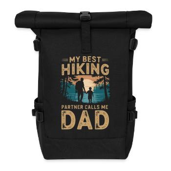 Père et fils randonnée camping rétro vintage - Sac à dos roll top - noir - Devant