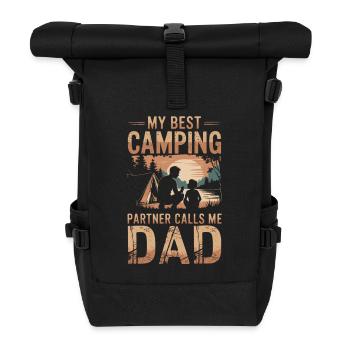 Père et fils camping camping randonnée vintage - Sac à dos roll top - noir - Devant