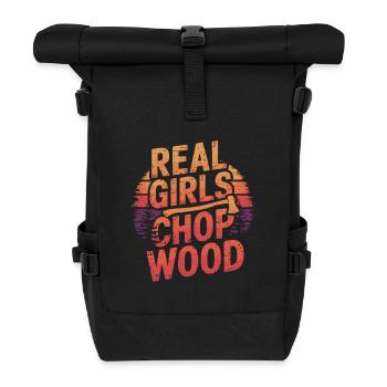 Lumberjack Wood Chopping Women Tree Cutter - Roll Top Backpack - black - Front