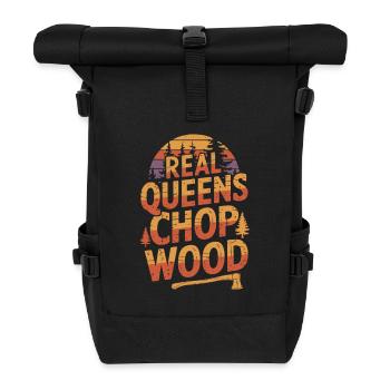 Holzfällerin Holz hacken Frauen - Rolltop Rucksack - Schwarz - Vorne