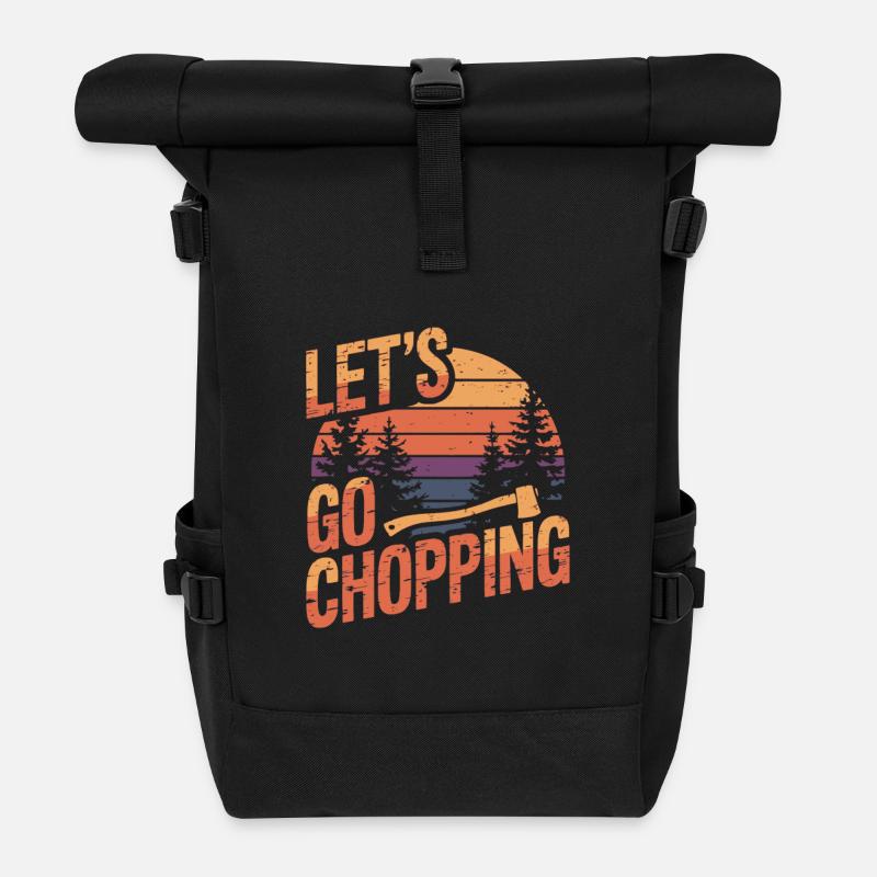 Holz hacken Holzfäller Baumfäller - Rolltop Rucksack - Schwarz