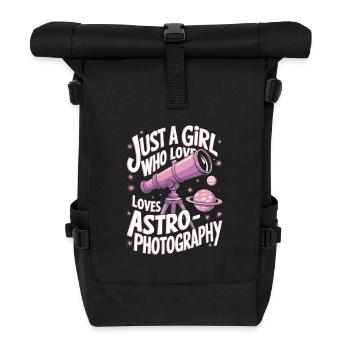 Astrophotography Telescope Astronomy Girls Women - Roll Top Backpack - black - Front
