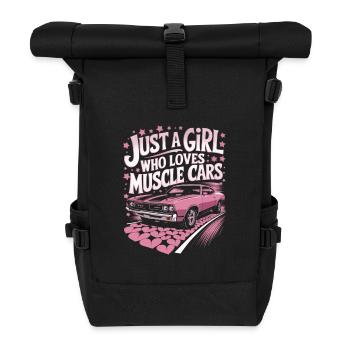 Mucle Cars Saying Girl - Roll Top Backpack - black - Front