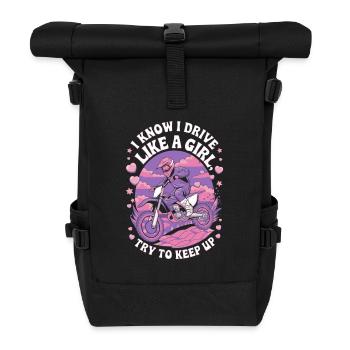Motocross Female Motocross Rider Women Girl Saying - Roll Top Backpack - black - Front