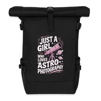 Astrophotography Telescope Astronomy Girls Women - Roll Top Backpack - black - Front