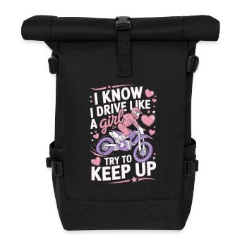 Motocross Female Motocross Rider Women Girl Saying - Roll Top Backpack - black - Front
