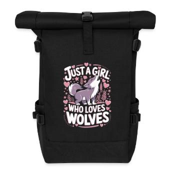 Wolf Girl Saying - Roll Top Backpack - black - Front