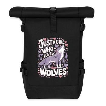 Wolf Girl Saying - Roll Top Backpack - black - Front