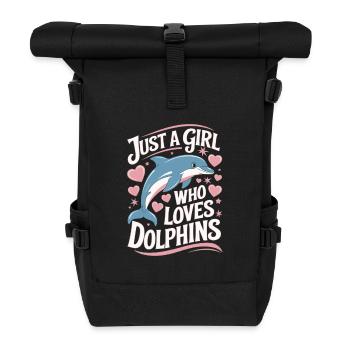 Süßer Delfin Spruch Mädchen Frauen - Rolltop Rucksack - Schwarz - Vorne