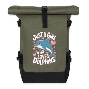 Mignon dauphin disant filles femmes - Sac à dos roll top - olive/noir - Devant