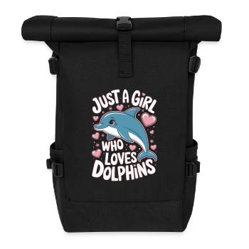 Süßer Delfin Spruch Mädchen Frauen - Rolltop Rucksack - Schwarz - Vorne