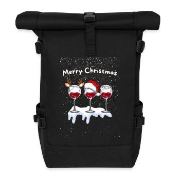 Christmas Red Wine - Merry Christmas - Roll Top Backpack - black - Front