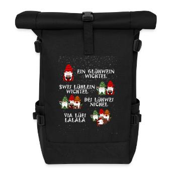 Glühwein Wichtel Weihnachten lustig und amüsant - Rolltop Rucksack - Schwarz - Vorne