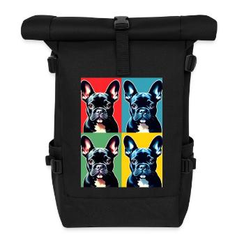 French Bulldog - Französische Bulldogge - Pop Art - Roll Top Backpack - black - Front