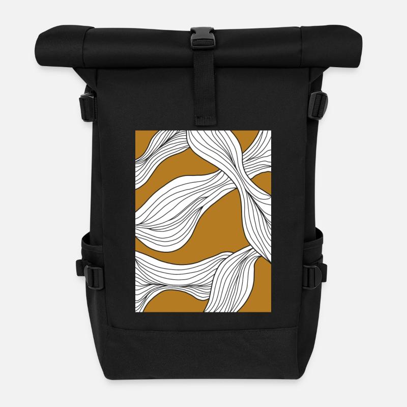 Linien - Rolltop Rucksack - Schwarz