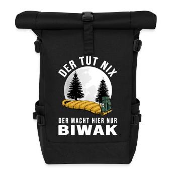 biwak bushcraft wildcamping survival adventure - Rolltop Rucksack - Schwarz - Vorne