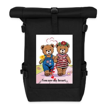 EG Urlaub I Bär I Valentinstag I Liebe I Paare - Rolltop Rucksack - Schwarz - Vorne