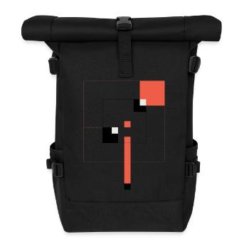 Poésie carrée en rouge corail - Sac à dos roll top - noir - Devant