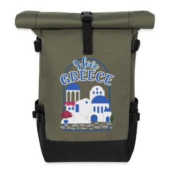 I Love Greece Illustrative Typografie - Rolltop Rucksack - Olive/Schwarz - Vorne