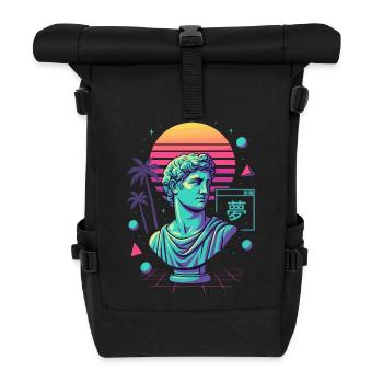 Vaporwave Ästhetik – Antike trifft Neon - Rolltop Rucksack - Schwarz - Vorne