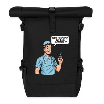 Funny Nurse Saying – Stupidity Medication - Roll Top Backpack - black - Front