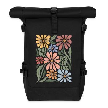 think positive - floral colourfull - Rolltop Rucksack - Schwarz - Vorne