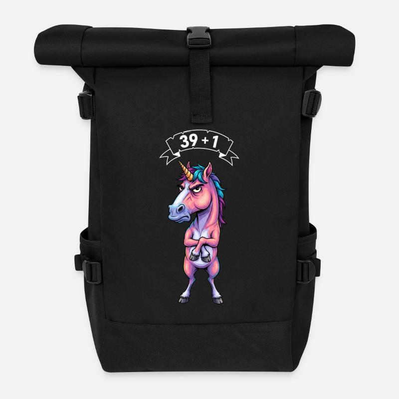 40. Geburtstag Einhorn Spruch – 39+1 Geschenk - Rolltop Rucksack - Schwarz