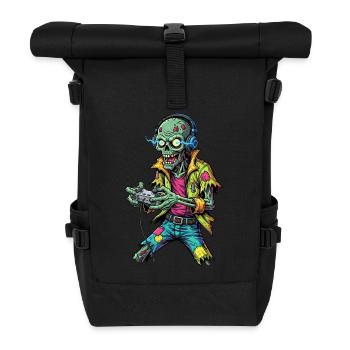 Zombie Gamer: Funny & Retro Gaming Fan Design - Roll Top Backpack - black - Front