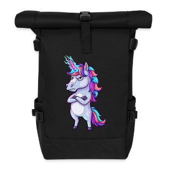 Genervtes Einhorn: Glitzer & Zorn! - Rolltop Rucksack - Schwarz - Vorne