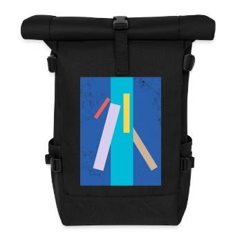 Abstract color and line pattern - Roll Top Backpack - black - Front