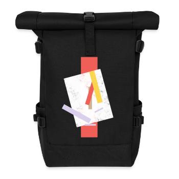 Abstraktes Farbenspiel auf Druck - Rolltop Rucksack - Schwarz - Vorne