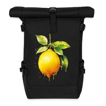 Zitronen in Wasserfarbenoptik - Rolltop Rucksack - Schwarz - Vorne