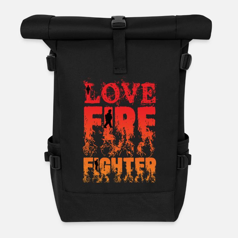 Liebe kämpft gegen Feuer  - Rolltop Rucksack - Schwarz