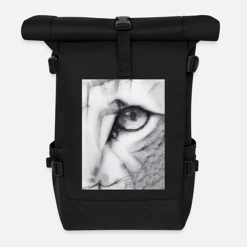 Feline - Roll Top Backpack - black