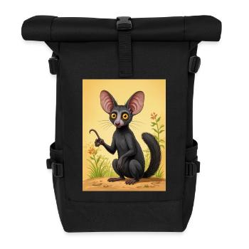 Aye-Aye Nachttrickster von Madagaskar, breit e - Rolltop Rucksack - Schwarz - Vorne