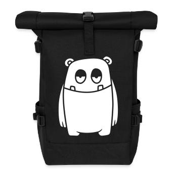 Monster Fröhlich – Lustiges Kawaii Comic Design - Rolltop Rucksack - Schwarz - Vorne