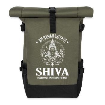 Shiva Design – Powerful Deity - Roll Top Backpack - olive/black - Front