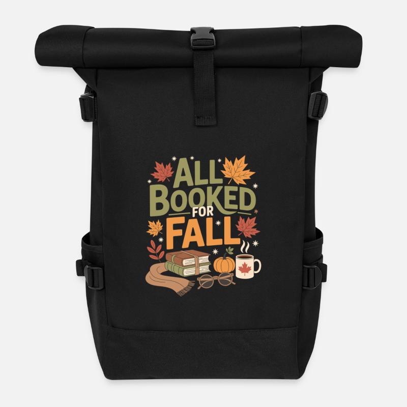 All Booked for Fall - Rolltop Rucksack - Schwarz
