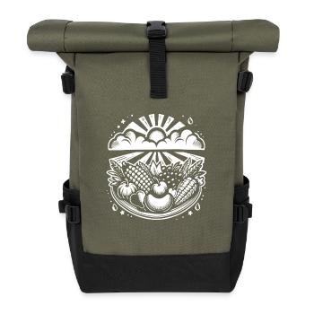Thanksgiving Silhouettes Design - Roll Top Backpack - olive/black - Front