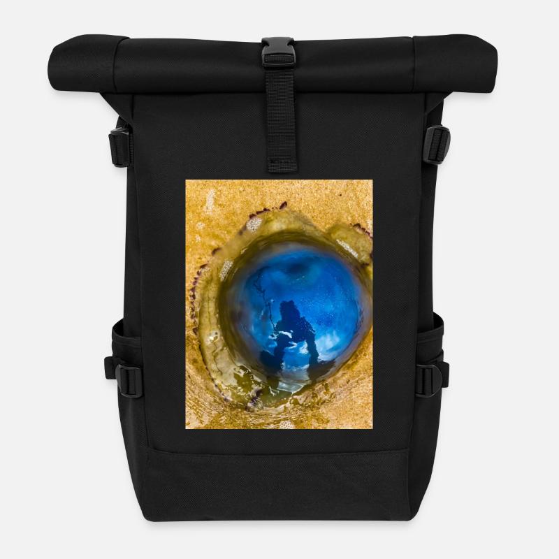 Méduse bleue avec Reflet sur Le Sable "Moi et mon Yelly - Sac à dos roll top - noir