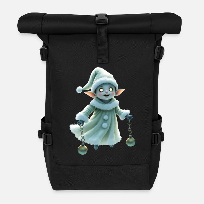 Winterzwerg mit Jingle Bells - Rolltop Rucksack - Schwarz