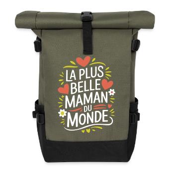 La plus belle Maman du Monde - Sac à dos roll top - olive/noir - Devant