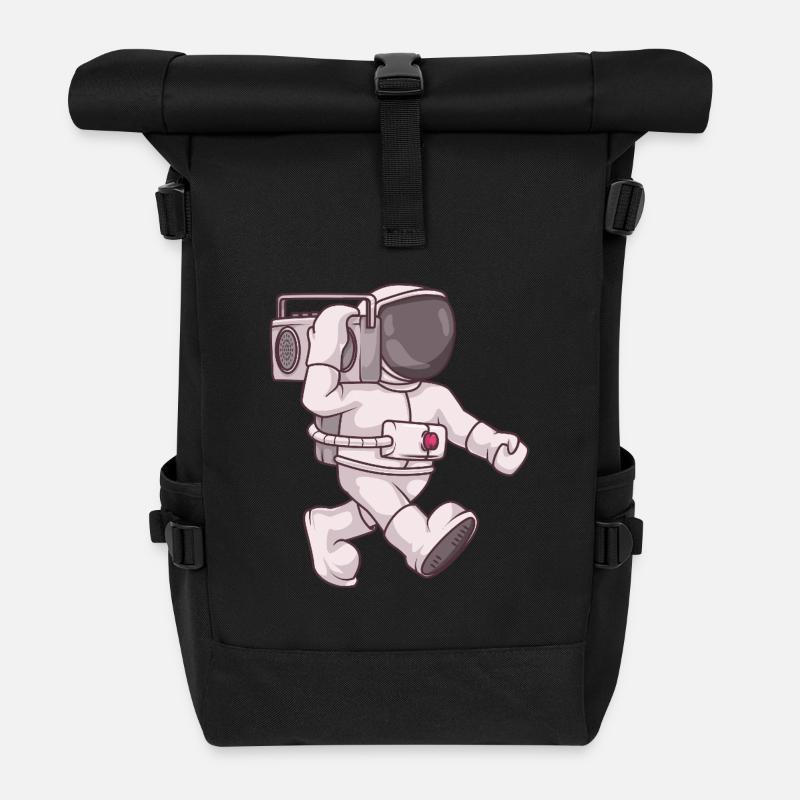 astronaut boombox - Roll Top Backpack - black