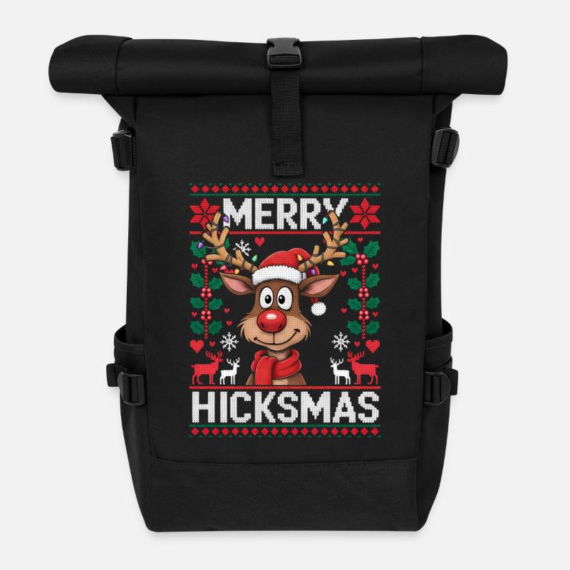Rentier Rudolph Rote Nase - Weihnachtsgeschenk - Rolltop Rucksack - Schwarz