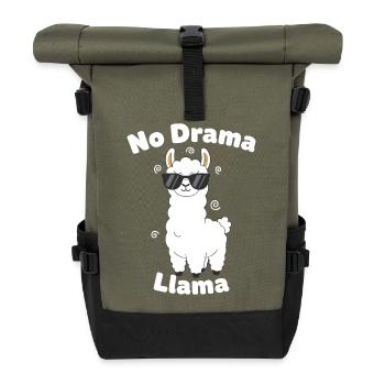 no drama llama - Roll Top Backpack - olive/black - Front