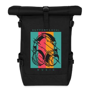 DJ Music Headphone Outfit - Roll Top Backpack - black - Front
