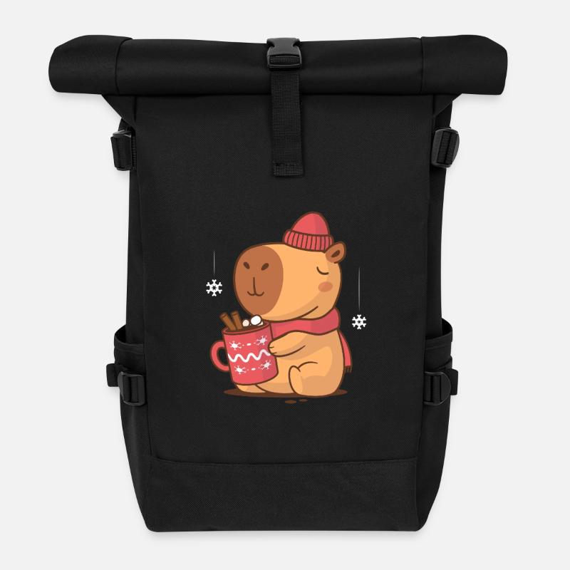 Capybara Cozy Holidays - Rolltop Rucksack - Schwarz