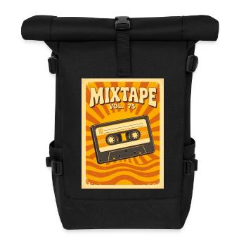 Retro-Mixtape-Illustration mit warmen Siebzigern - Rolltop Rucksack - Schwarz - Vorne