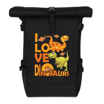 Love Dinosaures - Rolltop Rucksack - Schwarz - Vorne
